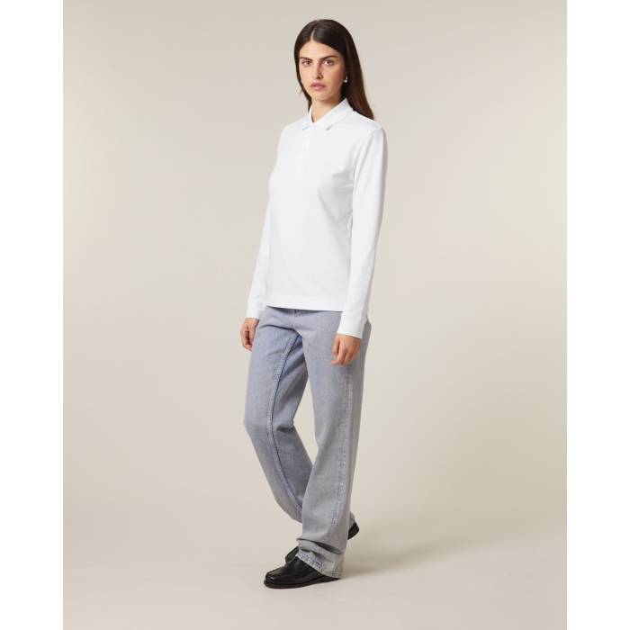 Tricou Polo Unisex Prepster 2.0 Long Sleeve Alb Personalizat