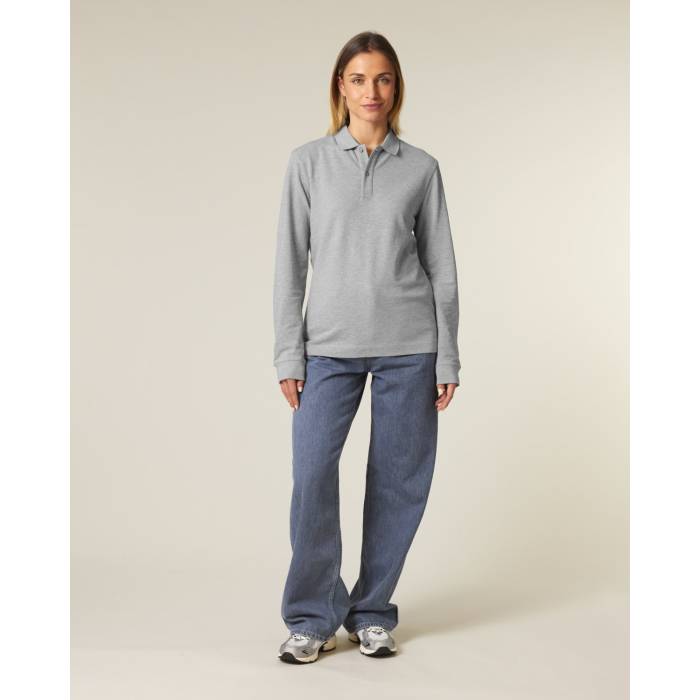 Tricou Polo Unisex Prepster 2.0 Long Sleeve Heather Grey Cala