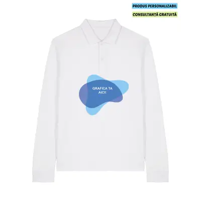 Tricou Polo Unisex Prepster 2.0 Long Sleeve Alb Personalizat