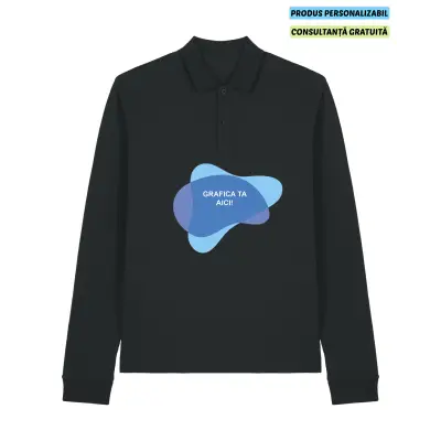 Tricou Polo Unisex Prepster 2.0 Long Sleeve Negru Personalizat