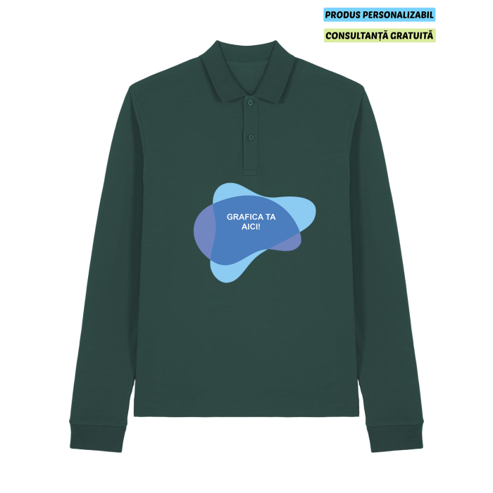 Tricou Polo Unisex Prepster 2.0 Long Sleeve Glazed Green Personalizat