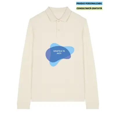 Tricou Polo Unisex Prepster 2.0 Long Sleeve Natural Raw Personalizat