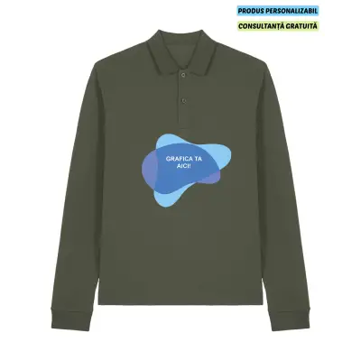 Tricou Polo Unisex Prepster 2.0 Long Sleeve Khaki Personalizat