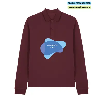 Tricou Polo Unisex Prepster 2.0 Long Sleeve Burgundy Personalizat