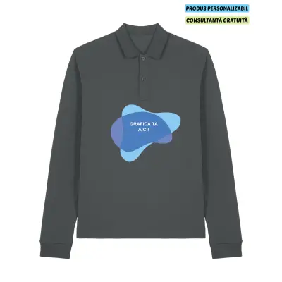 Tricou Polo Unisex Prepster 2.0 Long Sleeve Anthracite Personalizat