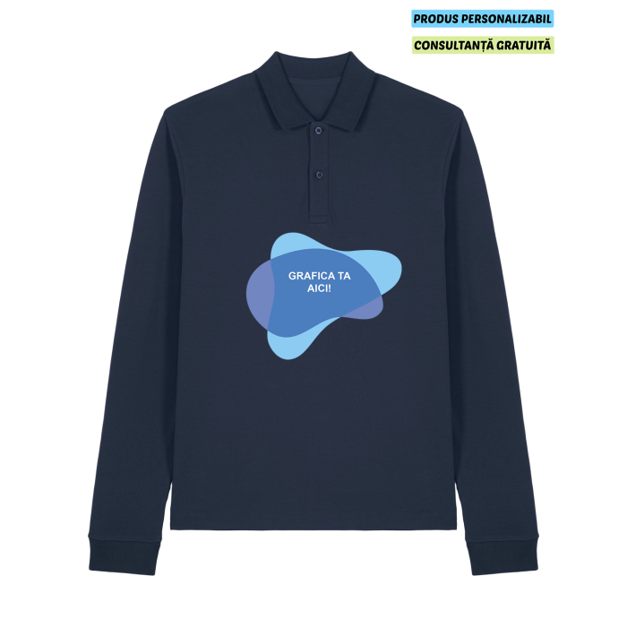 Tricou Polo Unisex Prepster 2.0 Long Sleeve French Navy Personalizat
