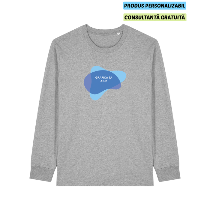Tricou Unisex Freestyler Long Sleeve Heather Grey Personalizat