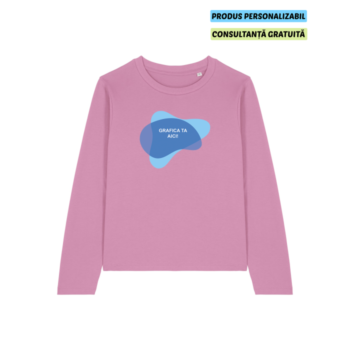 Tricou Dama Muser Long Sleeve Bubble Pink Personalizat