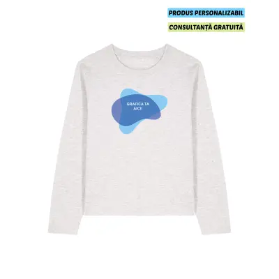 Tricou Dama Muser Long Sleeve Cool Heather Grey Personalizat