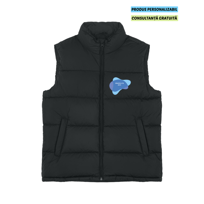 Vesta Unisex Puffer Gilet Negru Personalizata Vesta Unisex Puffer Gilet Negru Personalizata