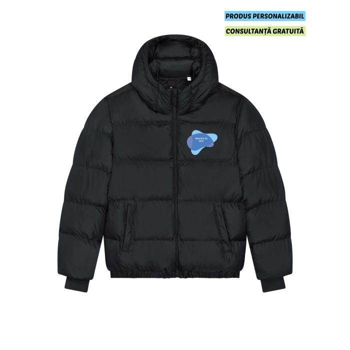 Jacheta Unisex Puffer Negru Personalizata