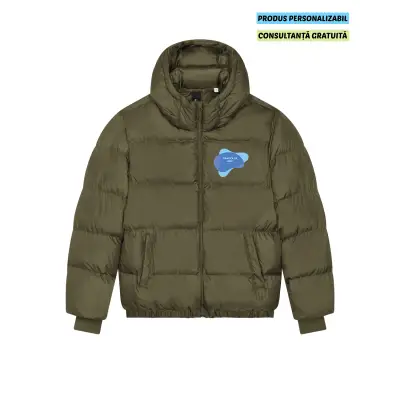 Jacheta Unisex Puffer British Khaki Personalizata