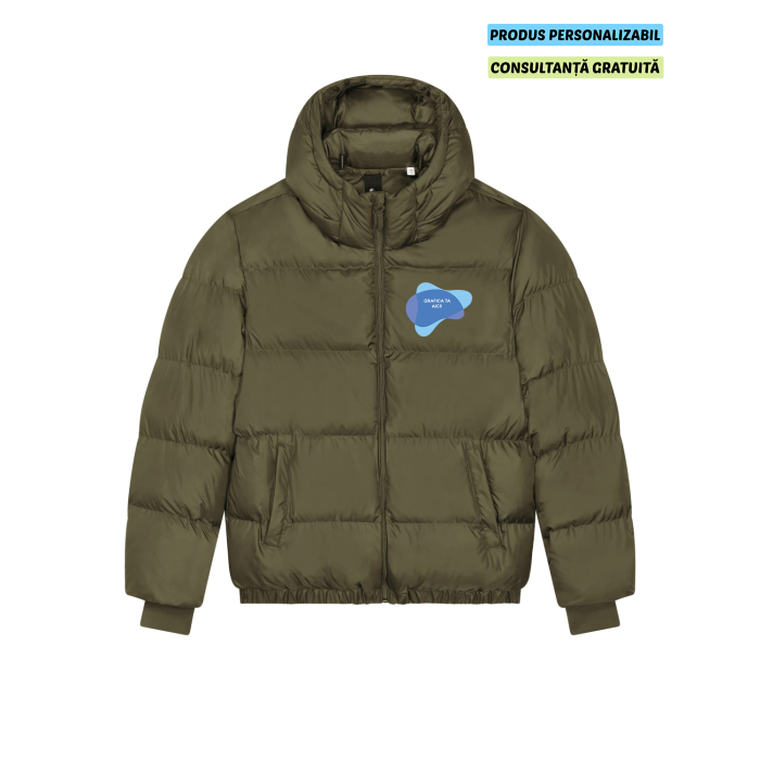 Jacheta Unisex Puffer British Khaki Personalizata