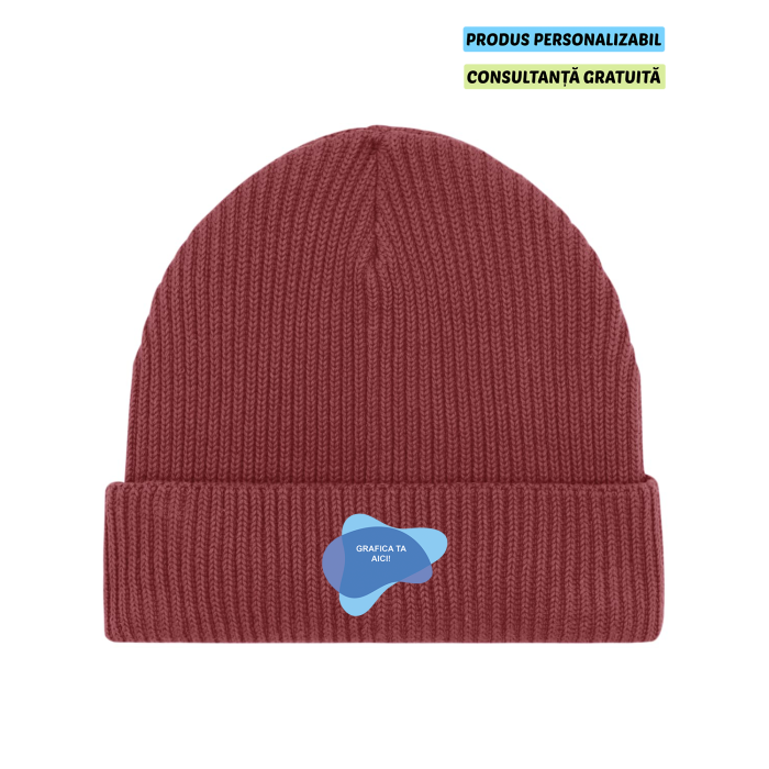Caciula Unisex Fisherman Beanie Red Earth Personalizata