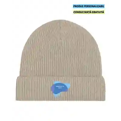 Caciula Unisex Fisherman Beanie Heather Sand Personalizata