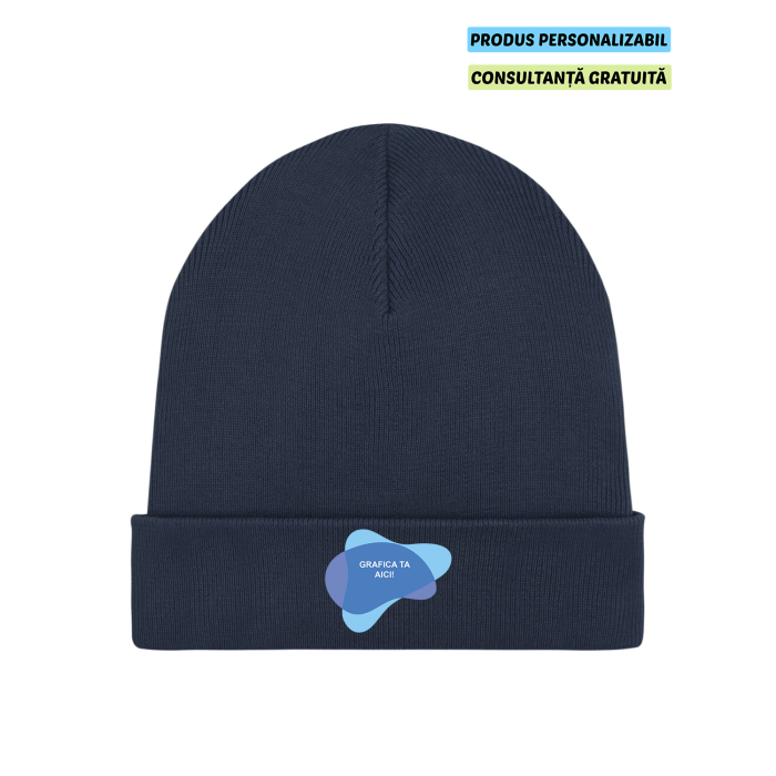 Caciula Unisex Rib Beanie French Navy Personalizata