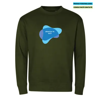 Malfini Bluza Crew Unisex Verde militar Personalizat
