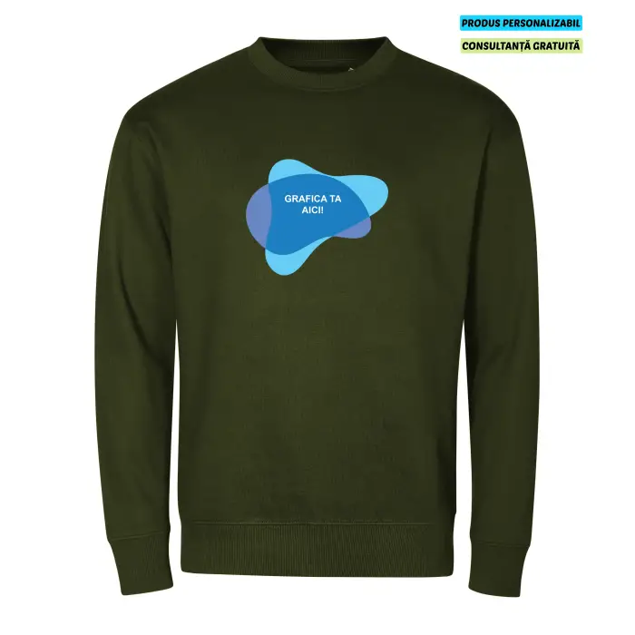 Malfini Bluza Crew Unisex Verde militar Personalizat