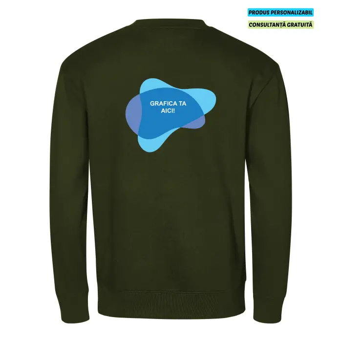 Malfini Bluza Crew Unisex Verde militar Personalizat