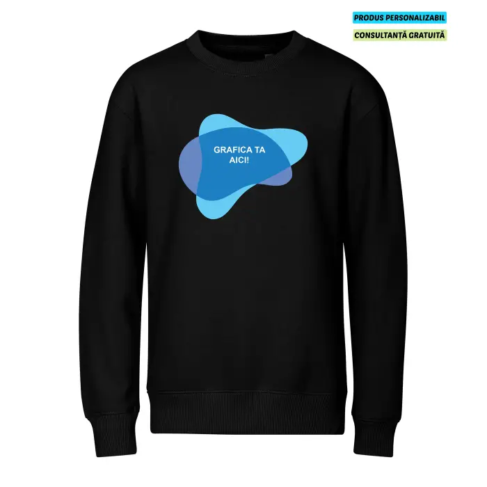 Malfini Bluza Crew Copii Negru Personalizat