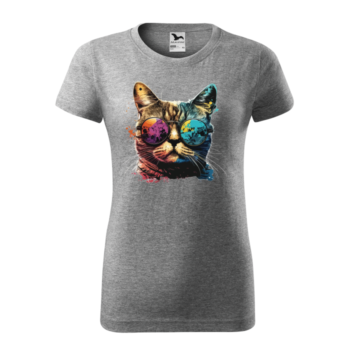 Malfini Tricou Dama Gri inchis Colorful Cat
