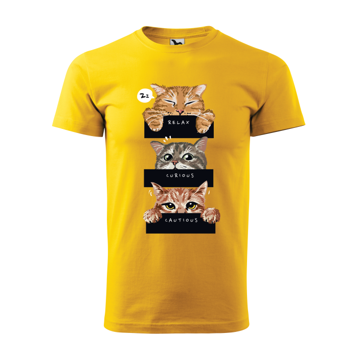 Malfini Tricou Barbat Galben Relax, Curious, Cautious Cats