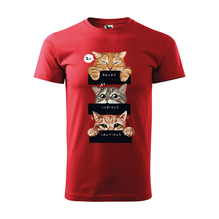 Malfini Tricou Barbat Rosu Relax, Curious, Cautious Cats