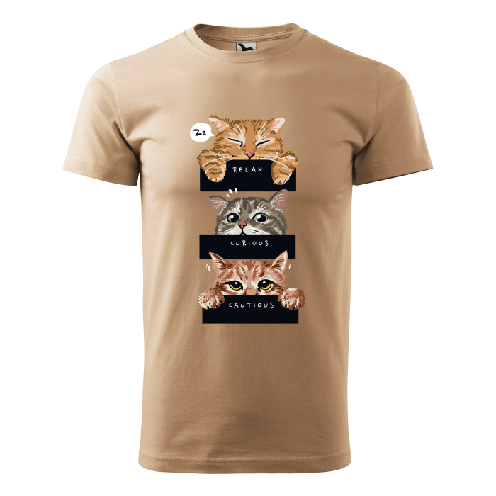 Malfini Tricou Barbat Bej Relax, Curious, Cautious Cats