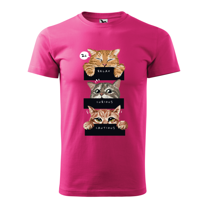 Malfini Tricou Barbat Purpuriu Relax, Curious, Cautious Cats