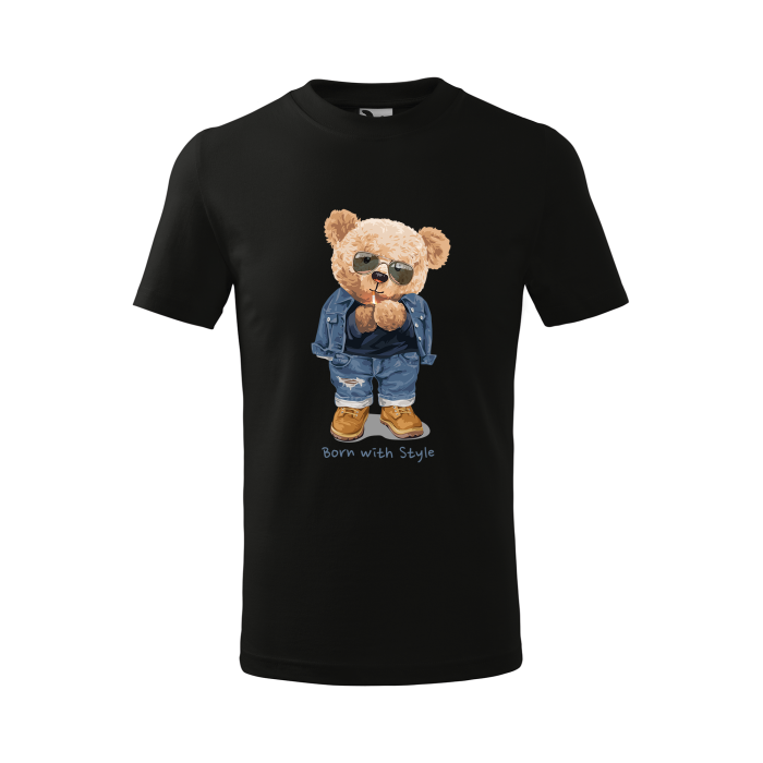 Malfini Tricou Copii Negru Teddy Born with style