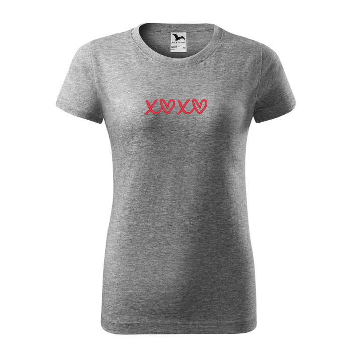 Malfini Tricou Dama Gri inchis XOXO Brodat