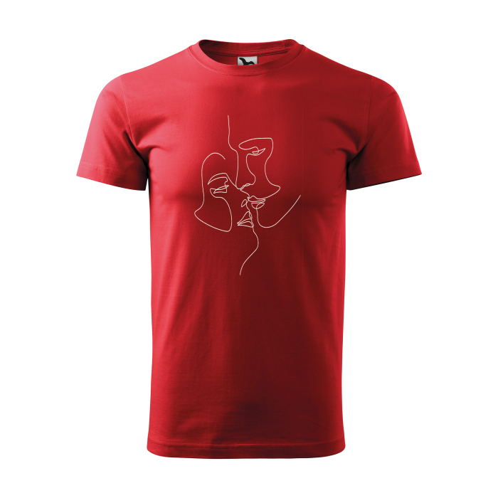 Malfini Tricou Barbat Rosu Cuplu Line art Brodat