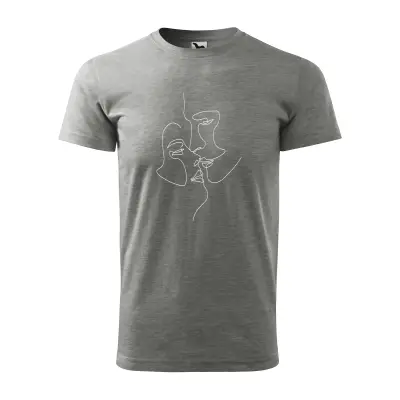 Malfini Tricou Barbat Gri inchis Cuplu Line art Brodat