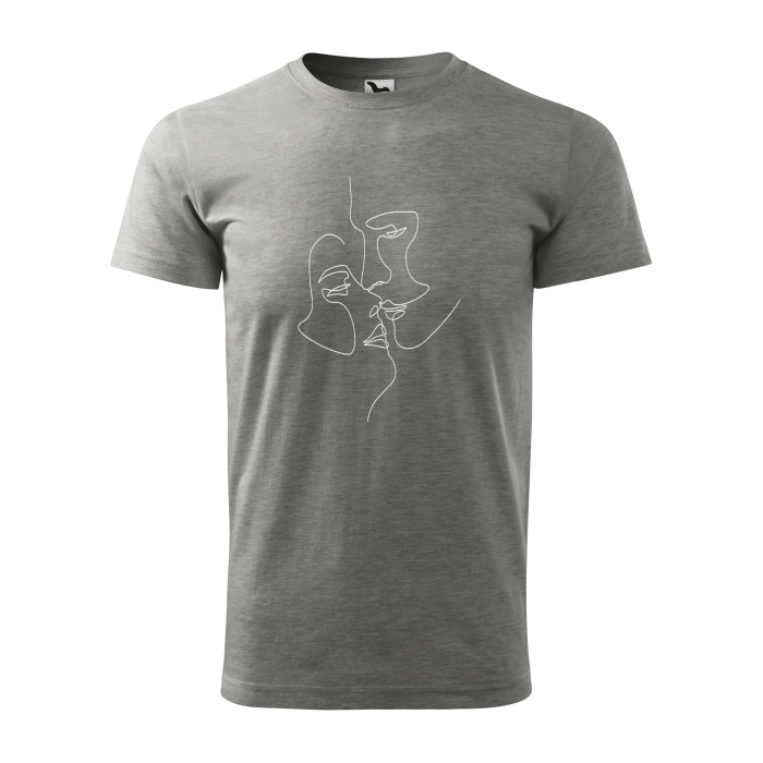Malfini Tricou Barbat Gri inchis Cuplu Line art Brodat