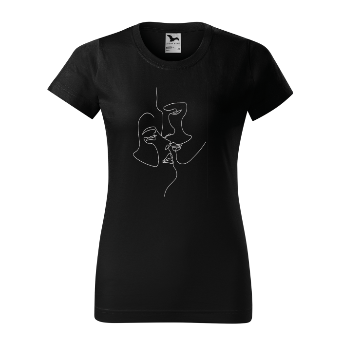 Malfini Tricou Dama Negru Cuplu Line art Brodat