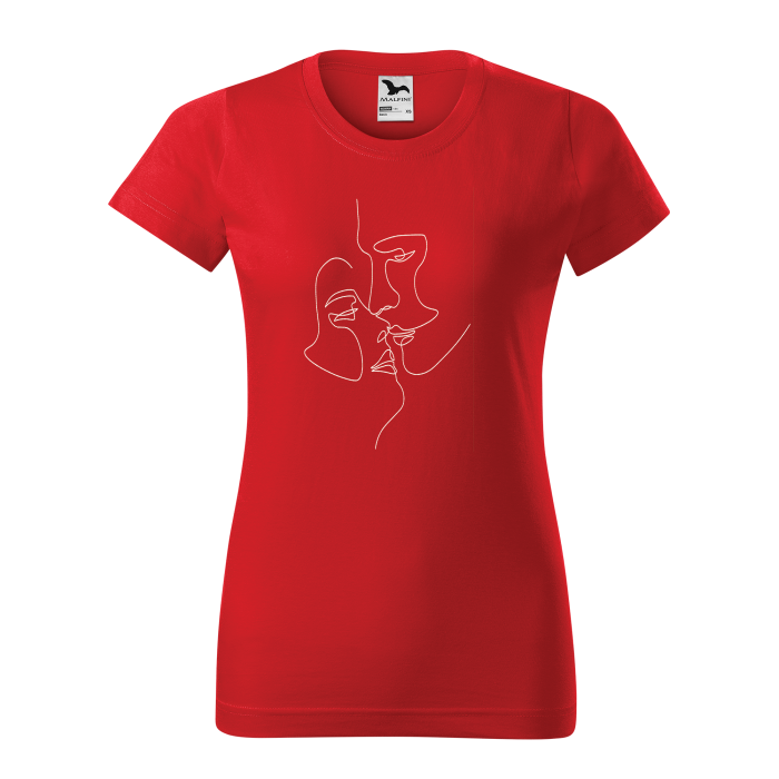 Malfini Tricou Dama Rosu Cuplu Line art Brodat