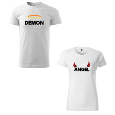 Malfini Tricou Cuplu Alb Angel/Demon