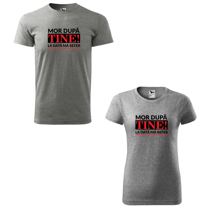 Malfini Tricou Cuplu Gri inchis Mort dupa tine