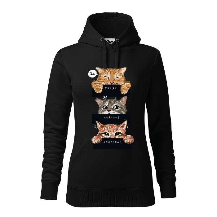 Malfini Hanorac Dama Negru Relax, Curious, Cautions Cats