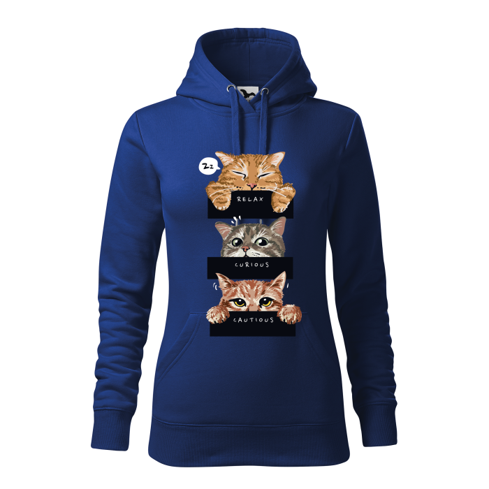 Malfini Hanorac Dama Albastru regal Relax, Curious, Cautions Cats