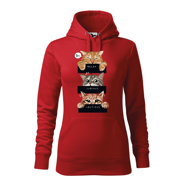 Malfini Hanorac Dama Rosu Relax, Curious, Cautions Cats