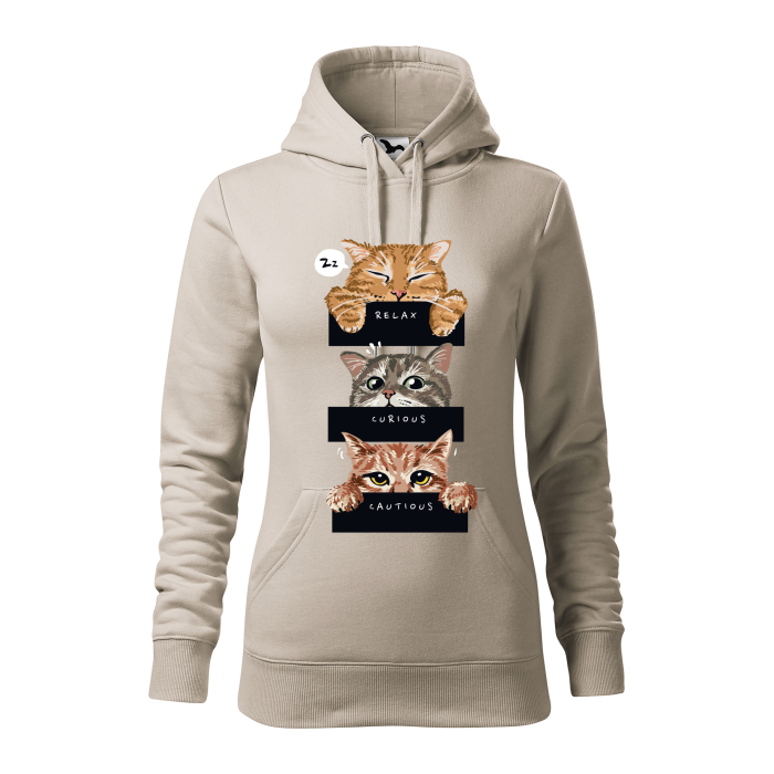 Malfini Hanorac Dama Gri ice Relax, Curious, Cautions Cats