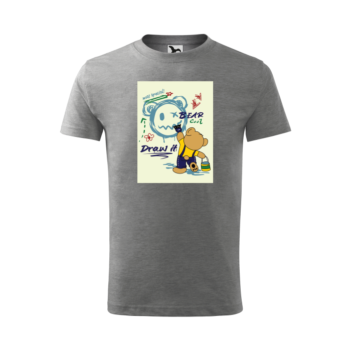 Malfini Tricou Copii Gri inchis Bear is painting