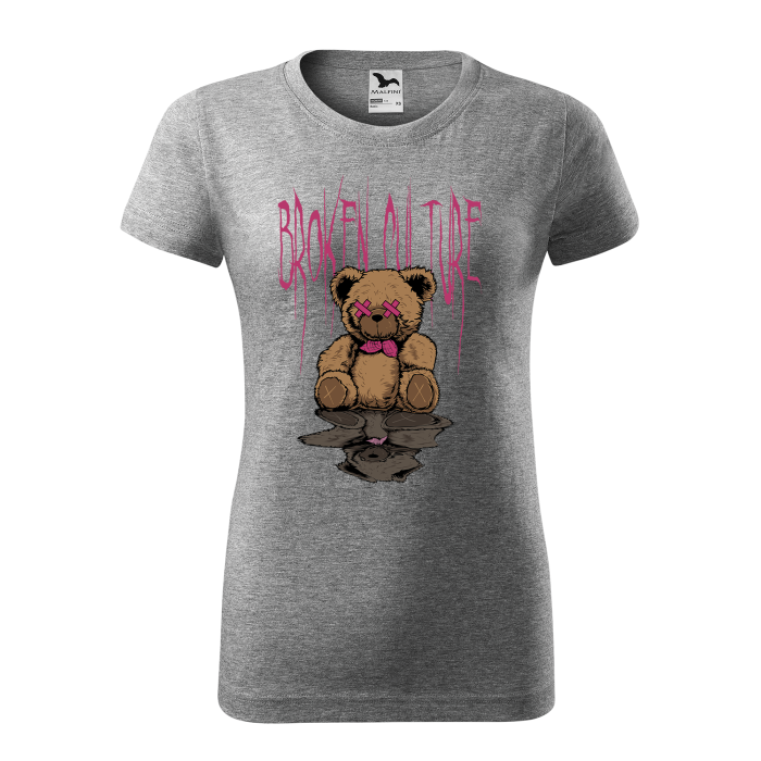 Malfini Tricou Dama Gri inchis Teddy Broken culture
