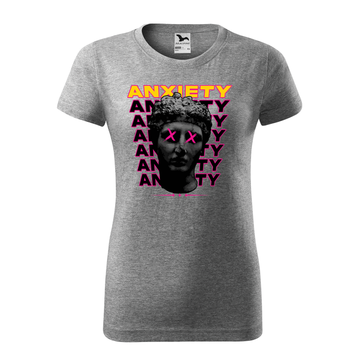 Malfini Tricou Dama Gri inchis Anxiety