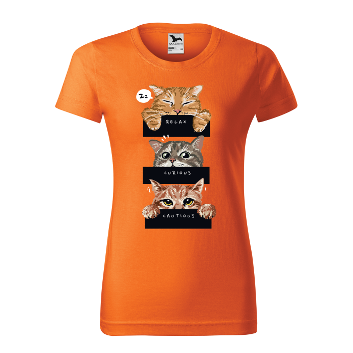 Malfini Tricou Dama Portocaliu Relax, Curious, Cautions Cats