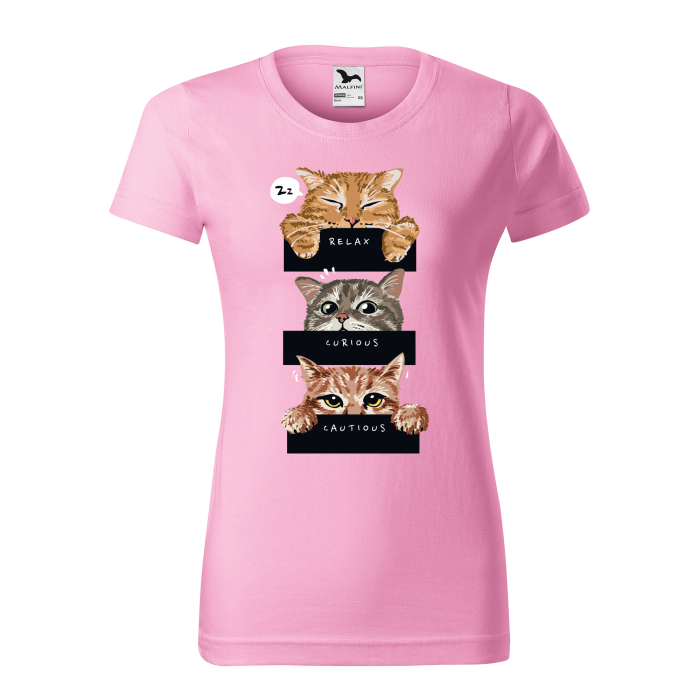 Malfini Tricou Dama Roz Relax, Curious, Cautions Cats