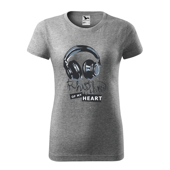 Malfini Tricou Dama Gri inchis Rhythm of my heart