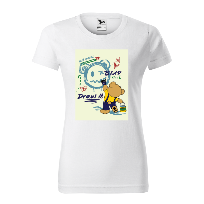 Malfini Tricou Dama Alb Bear is painting