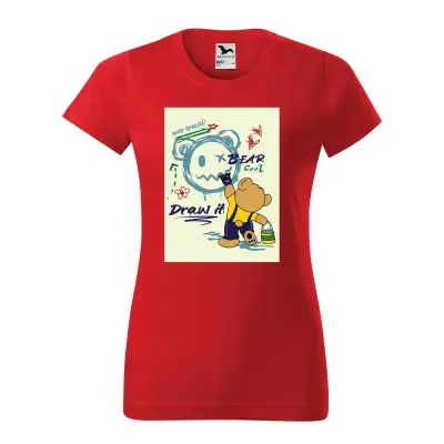 Malfini Tricou Dama Rosu Bear is painting